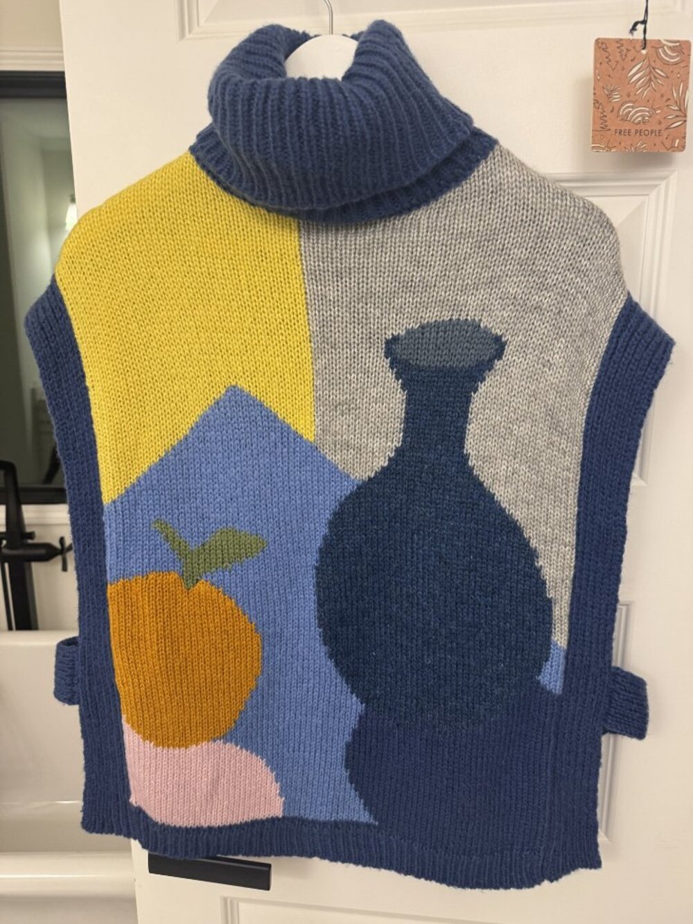 RARE Laura Dalgaard Knit Anthropologie Still Life Intarsia Turtleneck Vest OS